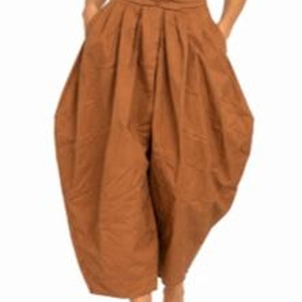 SHEIN Women's Caramel brown high-waisted balloon skirt with a ruched waistband